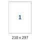 1 étiquette coins vifs 210 x 297 feuille A4