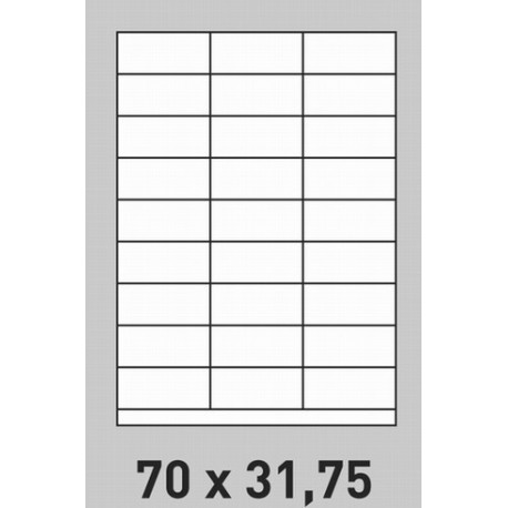 Étiquette 70 x 31.75 Coins Vifs  par 200  0192