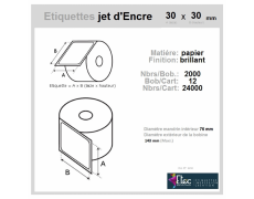 Étiquette autocollante jet d'encre papier blanc 30 x 30 diamètre 76-143