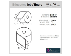 Étiquette autocollante jet d'encre papier blanc 40 x 30 diamètre 76-143