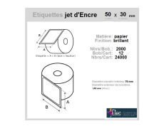 Étiquette autocollante jet d'encre papier blanc 50 x 30 diamètre 76-143 réf: 6295
