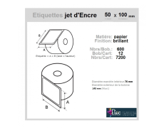 Étiquette autocollante jet d'encre papier blanc 50 x 100 diamètre 76-143 réf: 6298