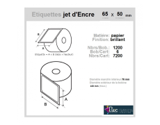 Étiquette autocollante jet d'encre papier blanc 65 x 50 diamètre 76-143 réf: 6301