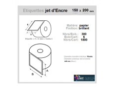 Étiquette autocollante jet d'encre papier blanc 150 x 200 diamètre 76-143 réf: 6320