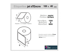 Étiquette autocollante jet d'encre papier blanc 100 x 40 diamètre 76-143 réf: 6330
