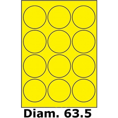 Étiquettes Ronde 63.5 velin jaune fluo 0223