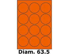 Étiquettes Ronde 63.5 velin orange fluo 4032