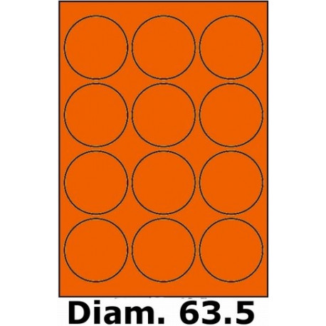Étiquettes Ronde 63.5 velin orange fluo 4032