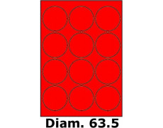 Étiquettes Ronde 63.5 velin rouge fluo 3397