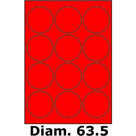 Étiquettes Ronde 63.5 velin rouge fluo 3397