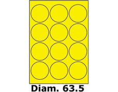 Étiquettes A4 adhésives permanent diamètre 63.5 jaune fluo 0223