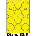 Étiquettes A4 adhésives permanent diamètre 63.5 jaune fluo 0223