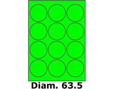 Étiquettes A4 adhésives permanent diamètre 63.5 vert fluo 3398