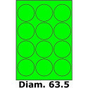 Étiquettes A4 adhésives permanent diamètre 63.5 vert fluo 3398