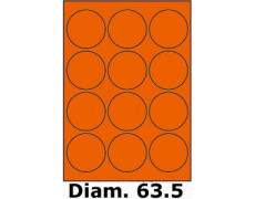 Étiquettes A4 adhésives permanent diamètre 63.5 orange fluo 4032