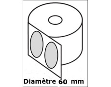 Étiquette ronde Jet d'Encre ou Laser Couché Blanc Brillant Diamètre 60 