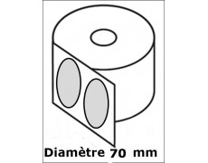 Étiquette ronde Jet d'Encre ou Laser Couché Blanc Brillant Diamètre 70 