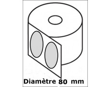 Étiquette ronde Jet d'Encre ou Laser Couché Blanc Brillant Diamètre 80 